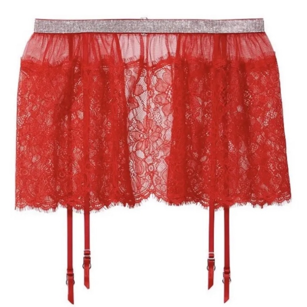 New Victoria's Secret Bling Garter Belt Lace Skirt lingerie
